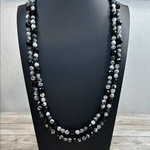 Elegant Faceted Stone Beaded Necklace with 925 Clasp